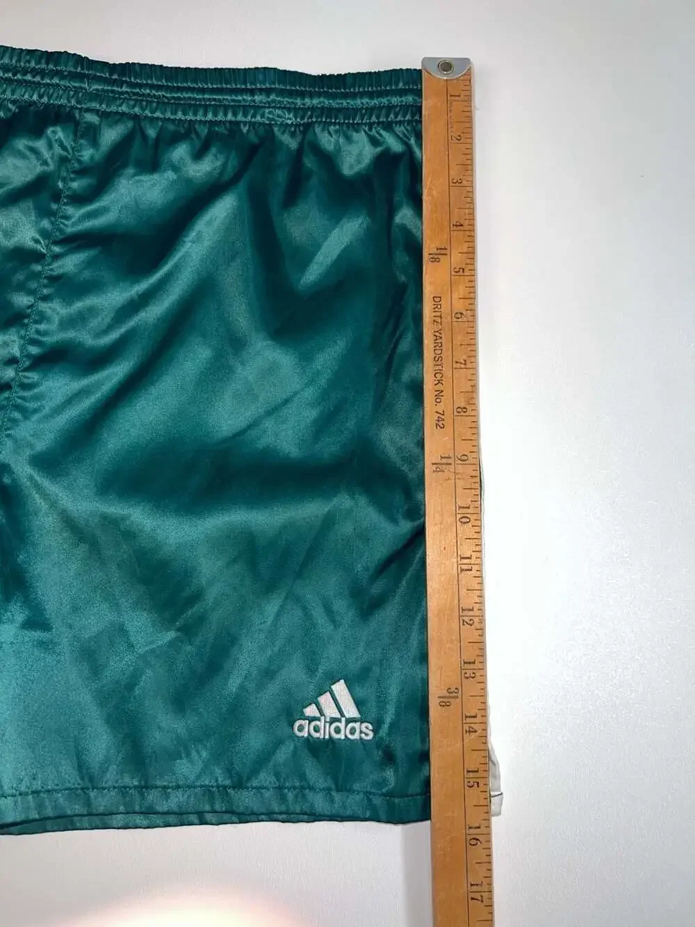 Vintage 90s Adidas Green Satin Nylon Soccer Shorts XL 3-Stripe Gorpcore 0207